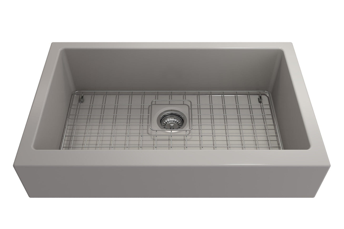 BOCCHI NUOVA 34" Single Bowl Kitchen Sink with Protective Bottom Grid and Strainer