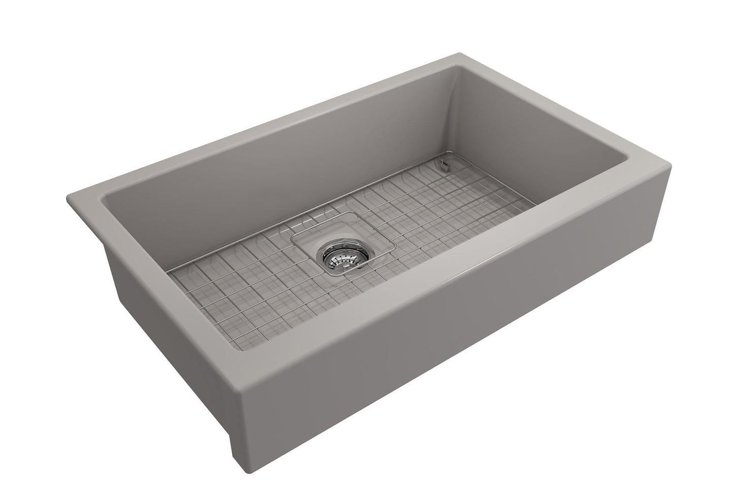 BOCCHI NUOVA 34" Single Bowl Kitchen Sink with Protective Bottom Grid and Strainer