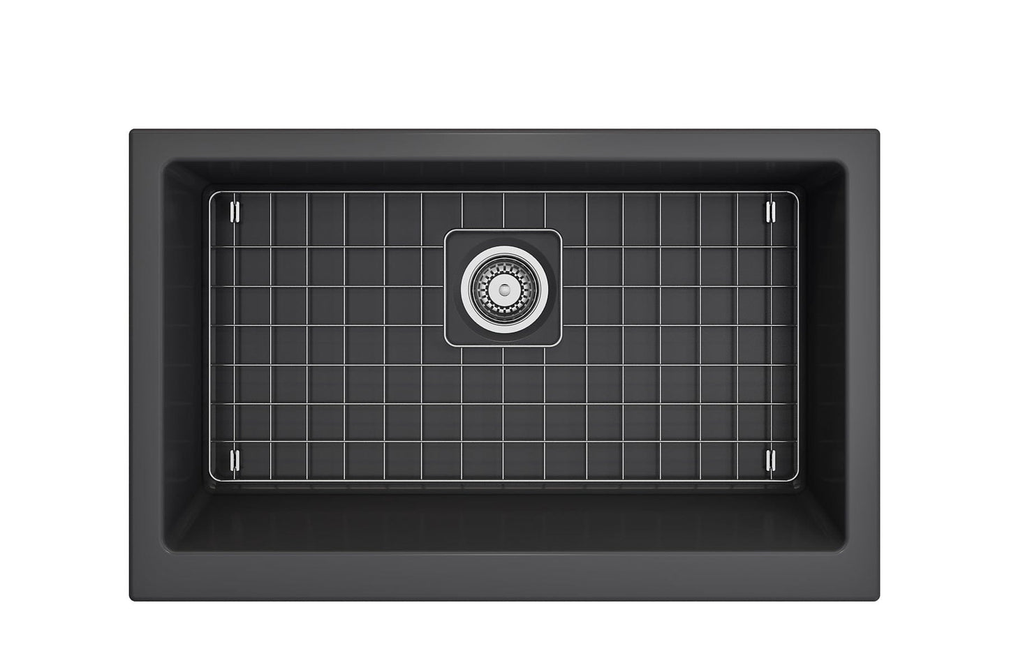 BOCCHI NUOVA 34" Single Bowl Kitchen Sink with Protective Bottom Grid and Strainer