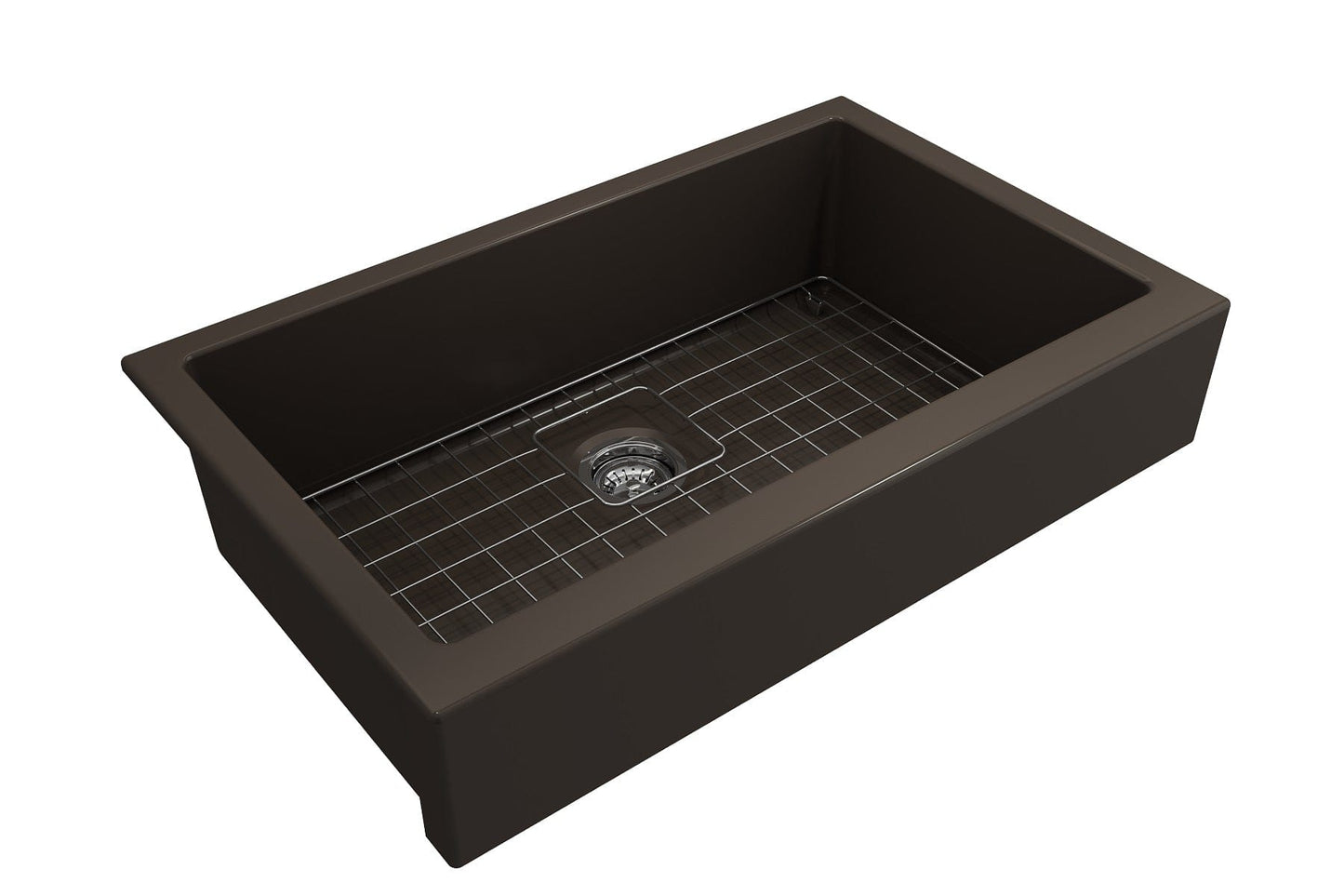 BOCCHI NUOVA 34" Single Bowl Kitchen Sink with Protective Bottom Grid and Strainer