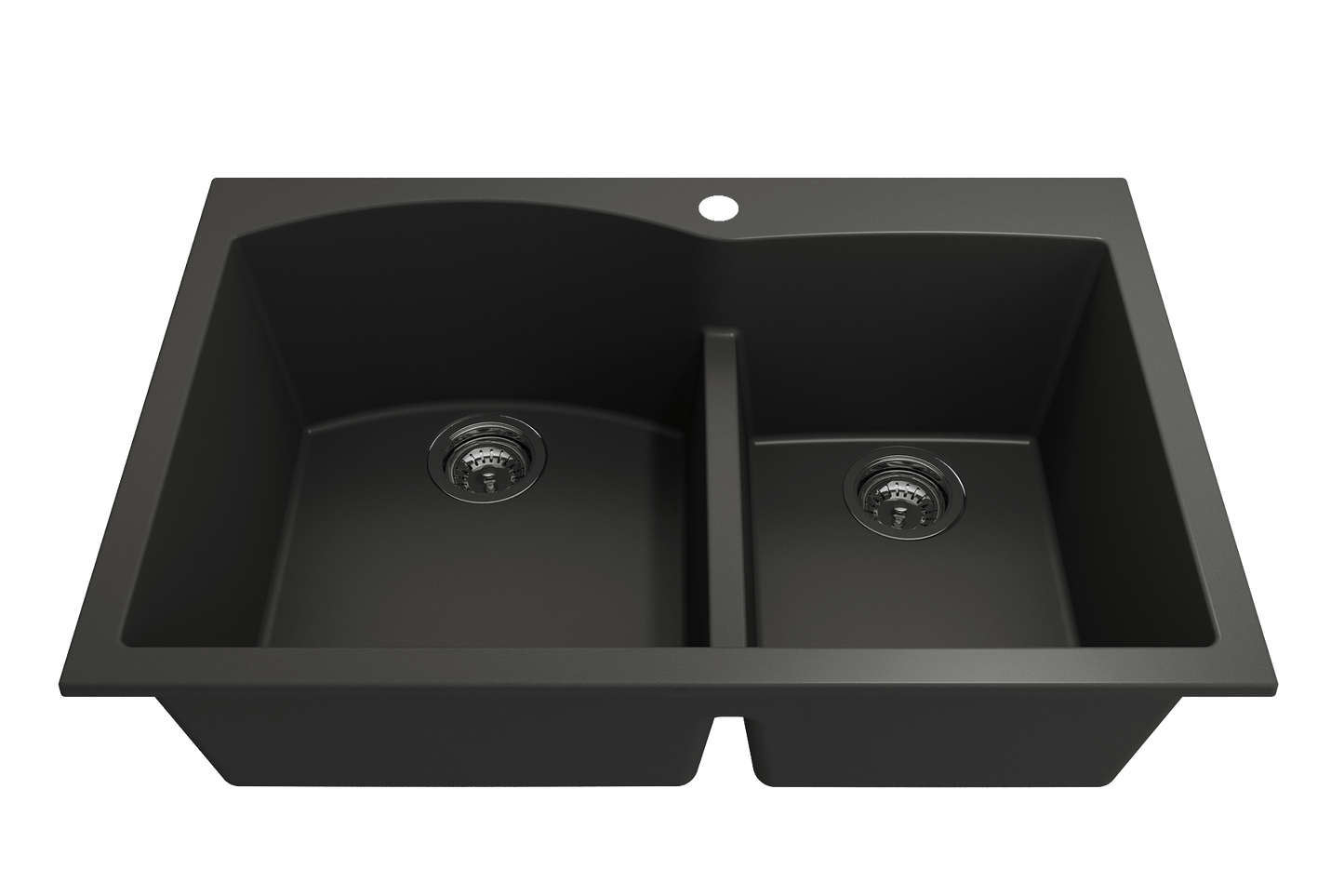 BOCCHI CAMPINO DUO 33" Dual Mount 60/40 Double Bowl Granite Kitchen Sink with Strainers