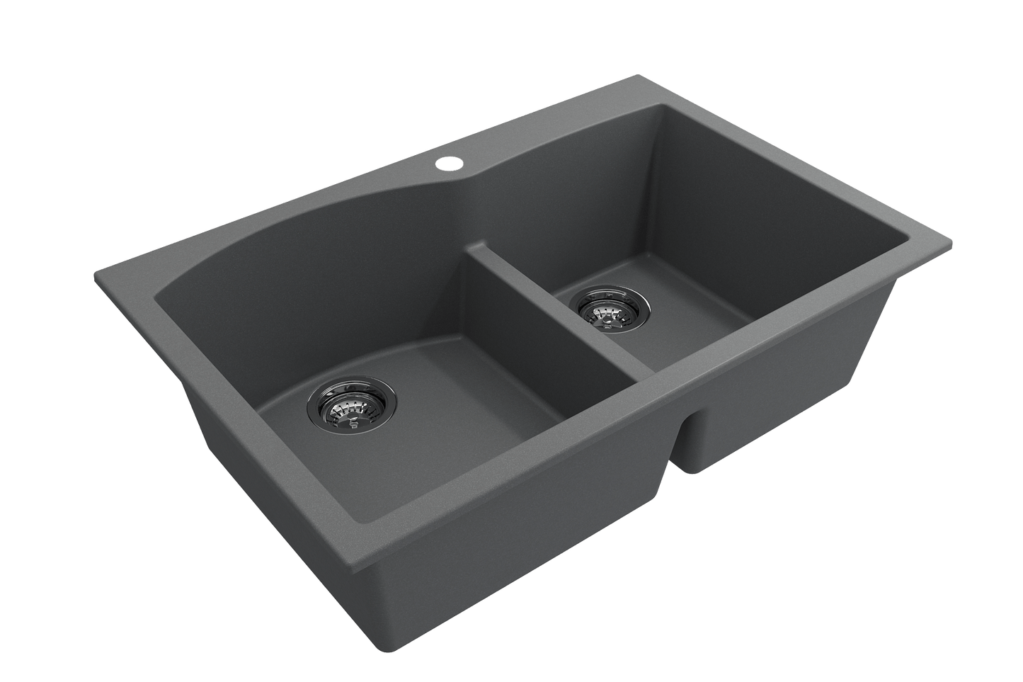 BOCCHI CAMPINO DUO 33" Dual Mount 60/40 Double Bowl Granite Kitchen Sink with Strainers