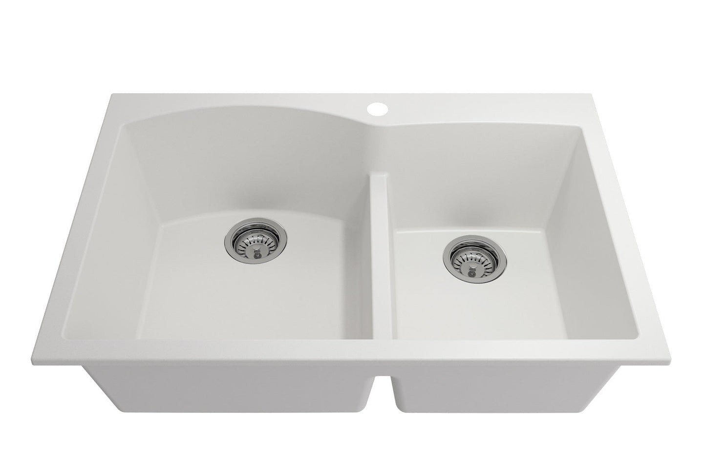 BOCCHI CAMPINO DUO 33" Dual Mount 60/40 Double Bowl Granite Kitchen Sink with Strainers