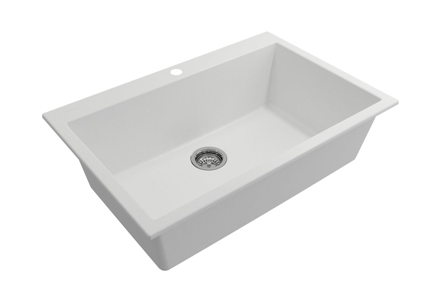 CAMPINO UNO 33" Single Bowl Dual Mount Granite Kitchen Sink with Strainer