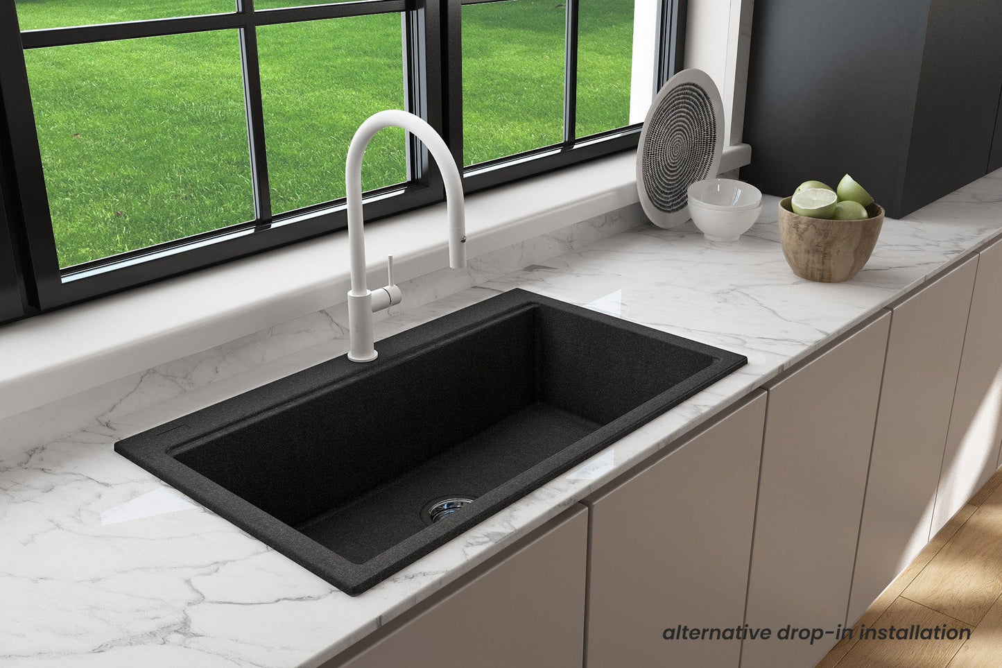 BOCCHI BAVENO LUX 34" Dual-Mount Single Bowl Granite Composite Kitchen Sink with Integrated Workstation and Accessories