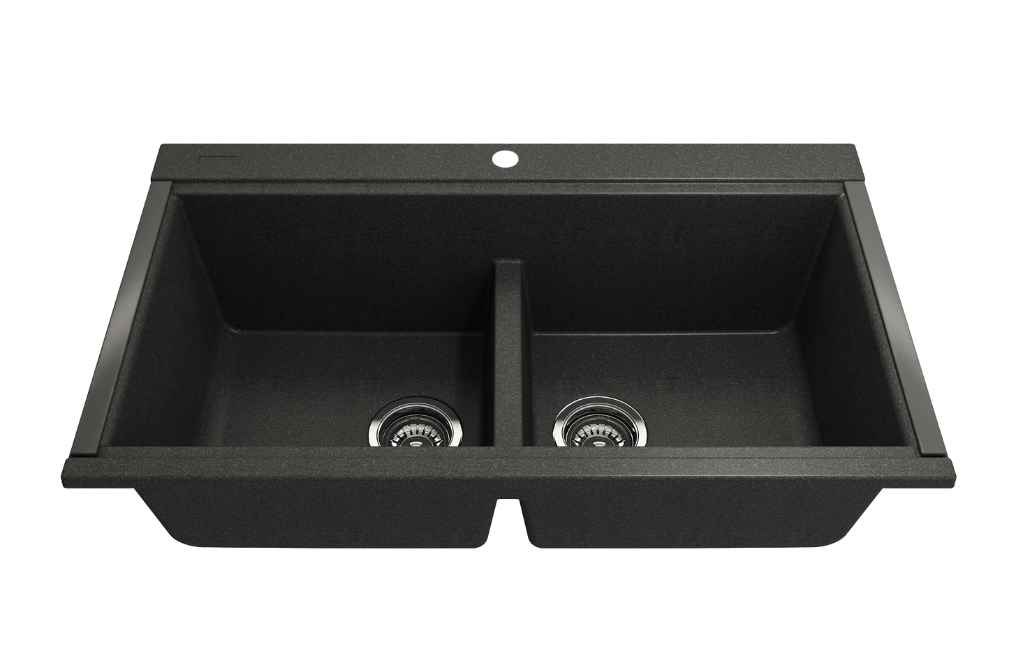 BOCCHI BAVENO LUX 33" Double Bowl Granite Composite Kitchen Sink with Integrated Workstation and Accessories with Covers