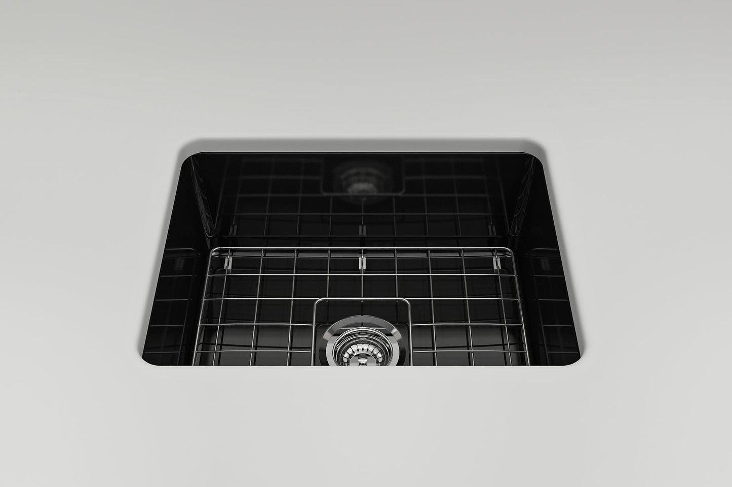 BOCCHI SOTTO 24" Fireclay Dual-Mount Single Bowl Kitchen Sink with Protective Bottom Grid and Strainer