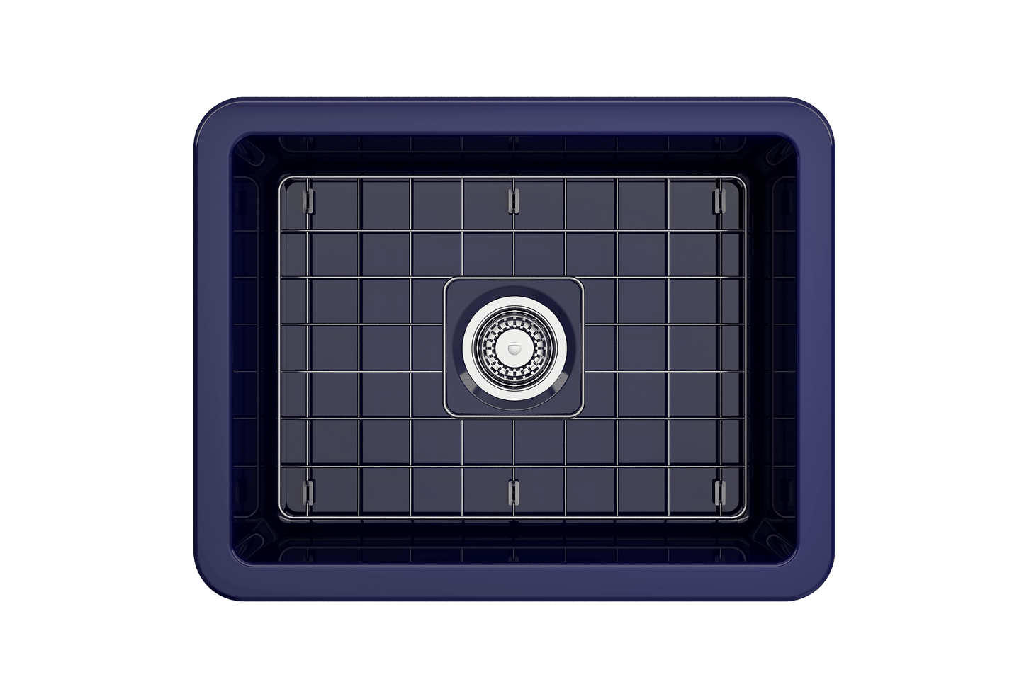 BOCCHI SOTTO 24" Fireclay Dual-Mount Single Bowl Kitchen Sink with Protective Bottom Grid and Strainer