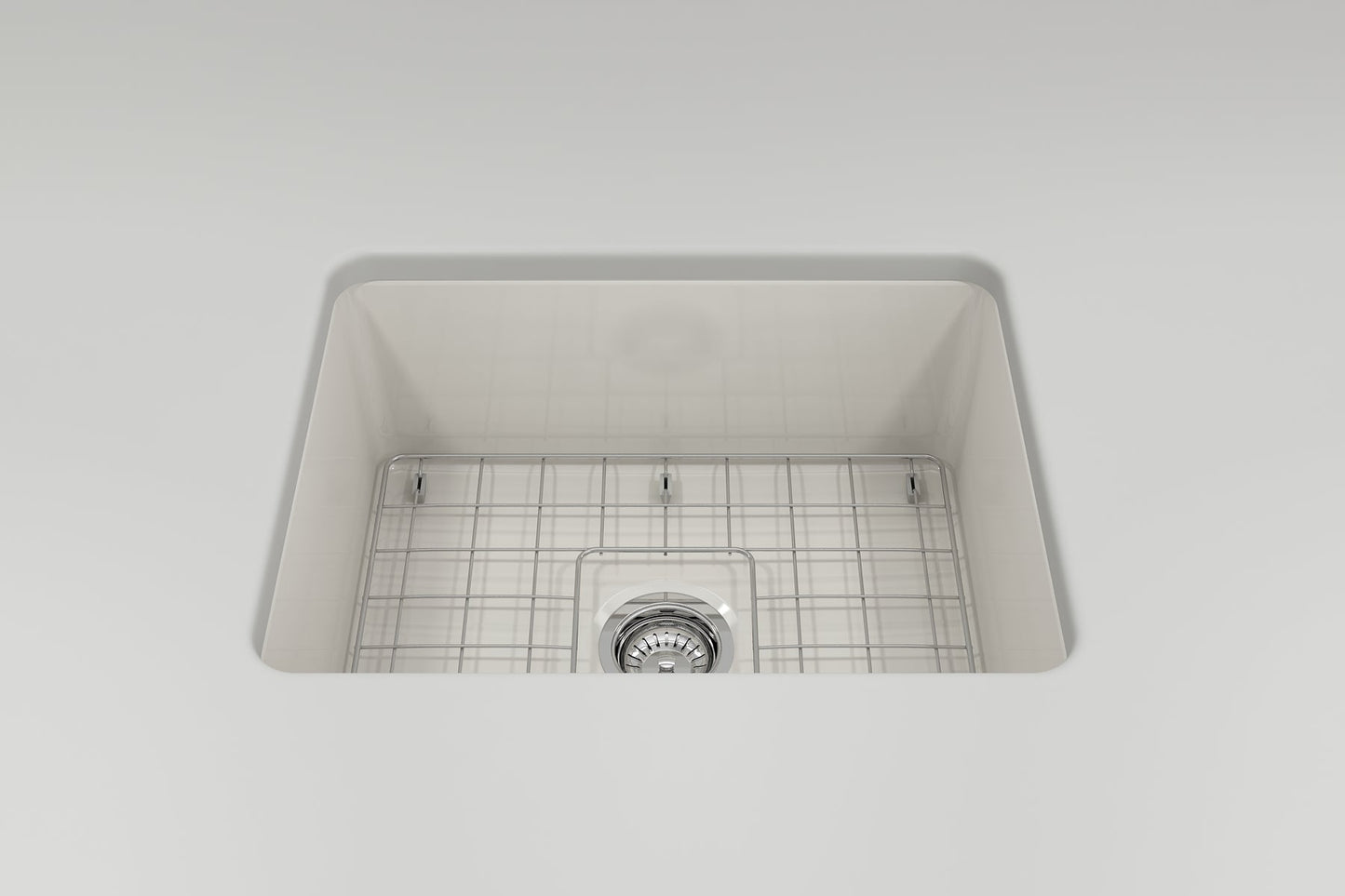 BOCCHI SOTTO 24" Fireclay Dual-Mount Single Bowl Kitchen Sink with Protective Bottom Grid and Strainer