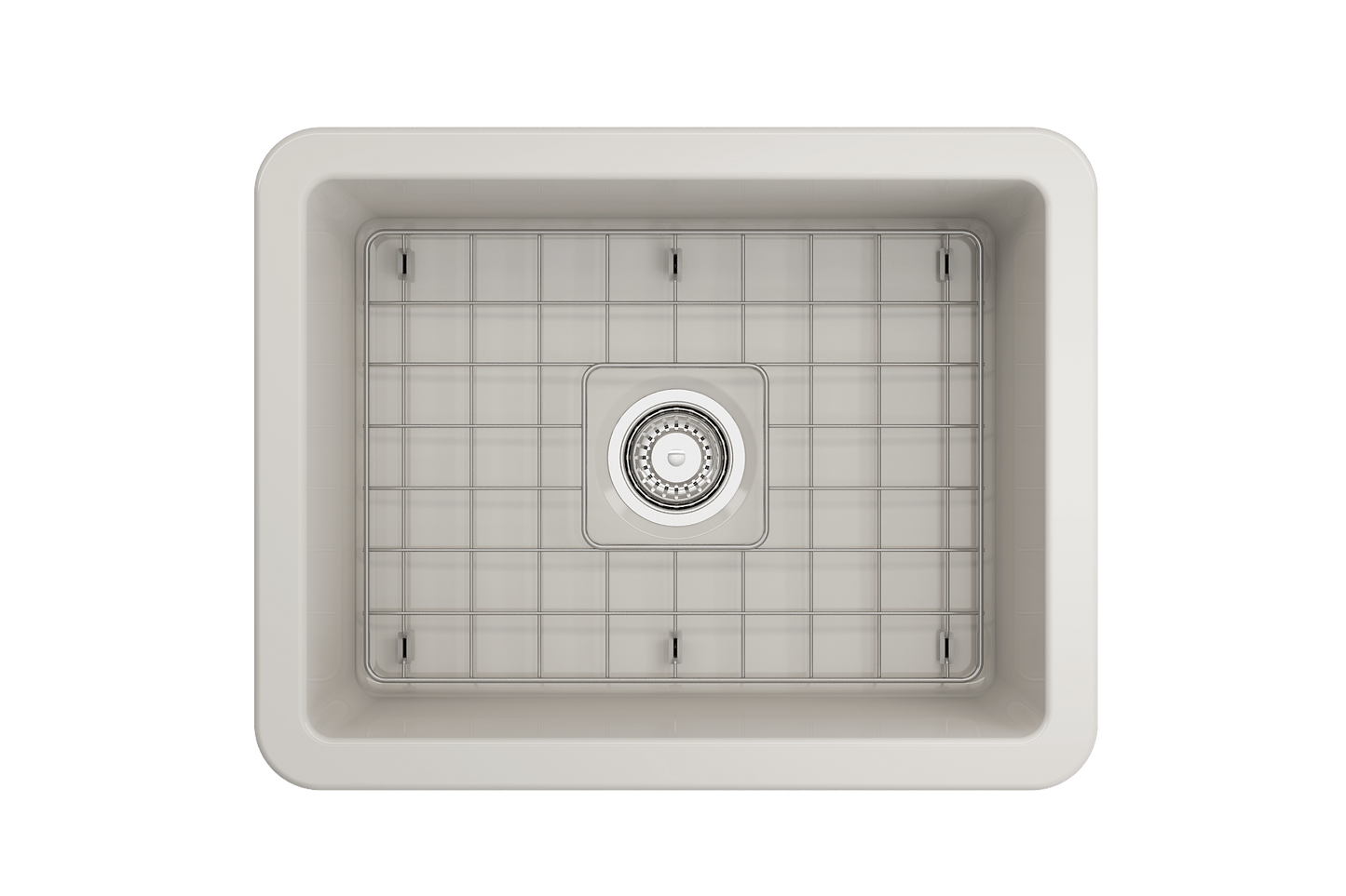 BOCCHI SOTTO 24" Fireclay Dual-Mount Single Bowl Kitchen Sink with Protective Bottom Grid and Strainer