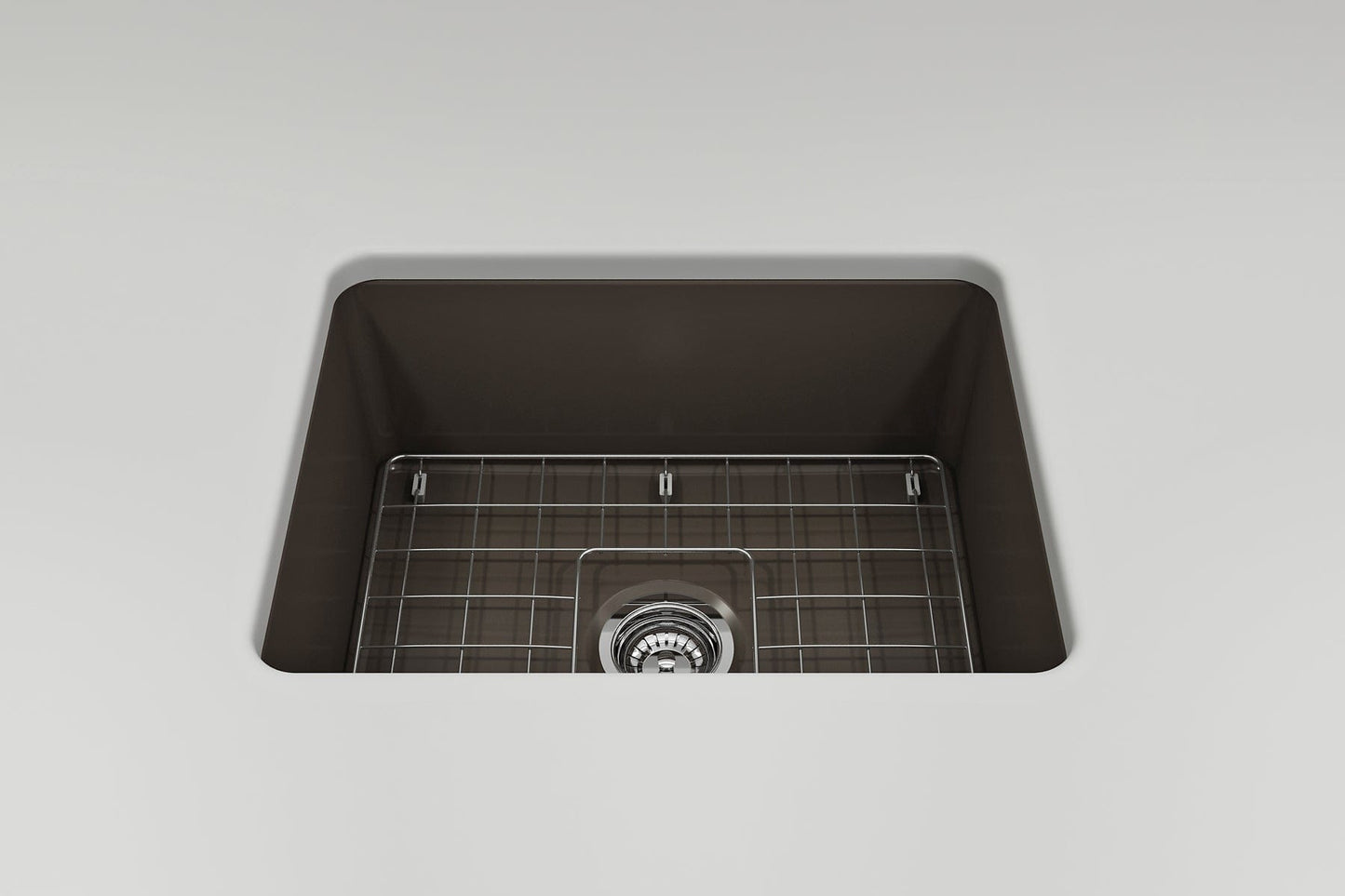 BOCCHI SOTTO 24" Fireclay Dual-Mount Single Bowl Kitchen Sink with Protective Bottom Grid and Strainer