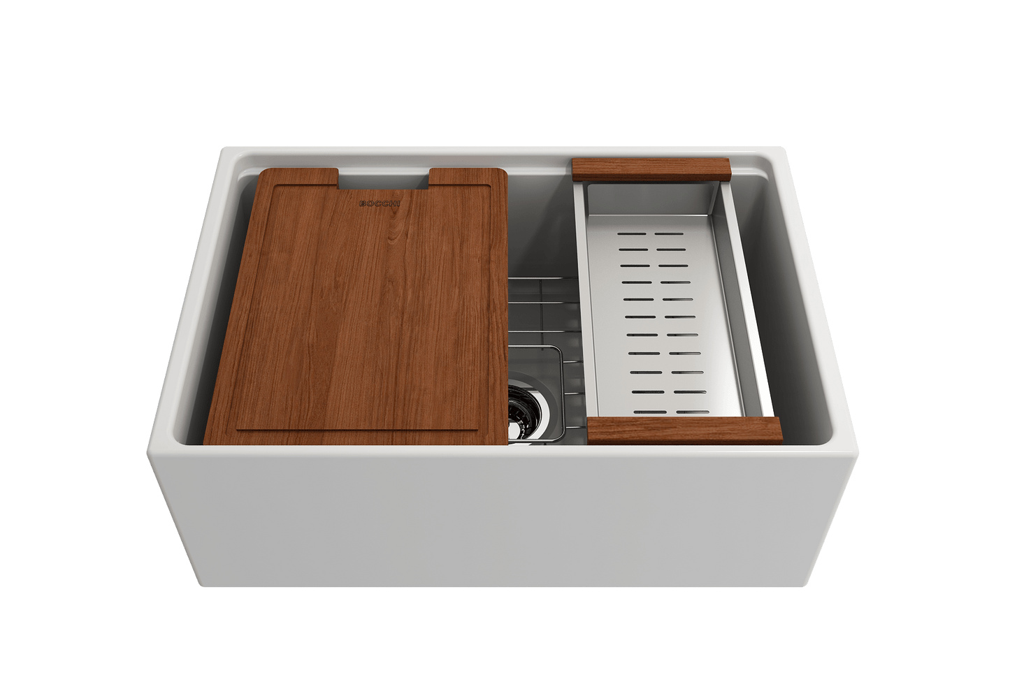 BOCCHI CONTEMPO 27" Single Bowl Kitchen Sink with Integrated Work Station & Accessories