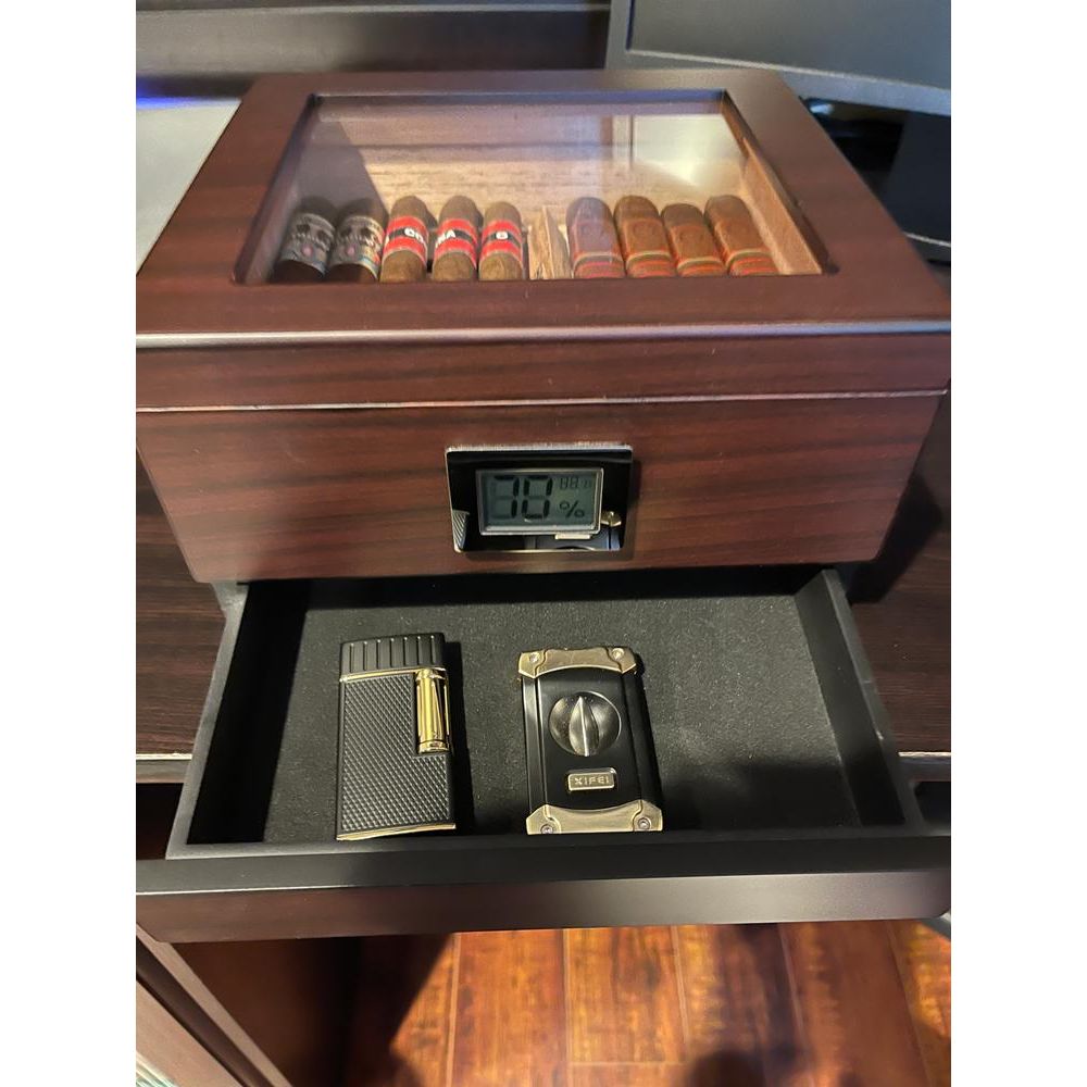 Renzo Glass Top Cigar Humidor | Holds 60 Cigars