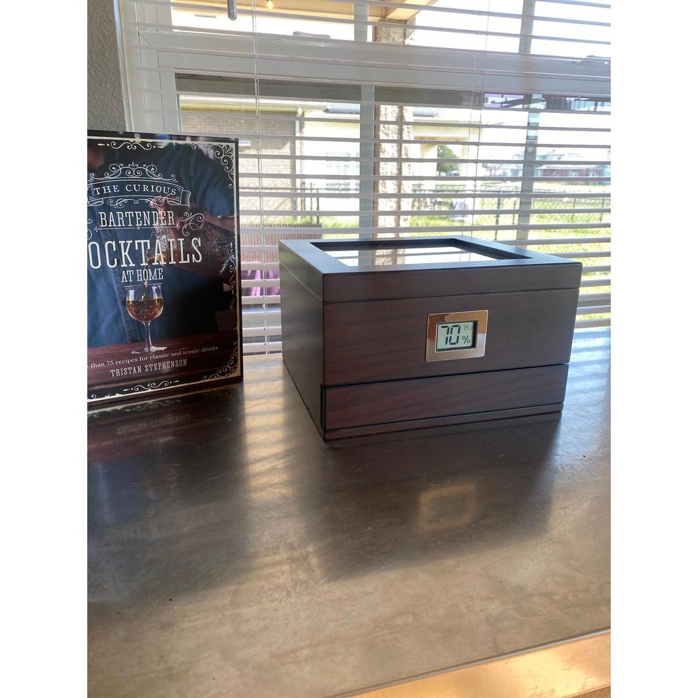 Renzo Glass Top Cigar Humidor | Holds 60 Cigars