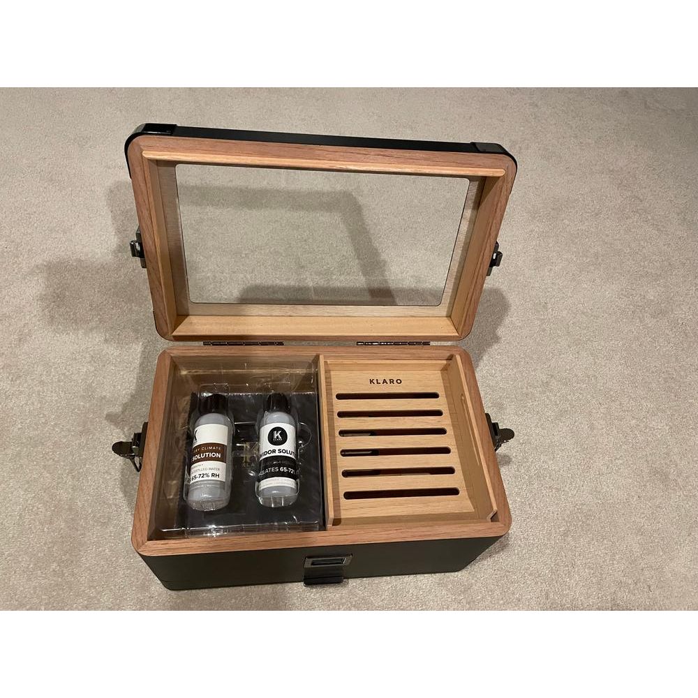 Military Glass Top Humidor - Black Edition | Holds 100 Cigars