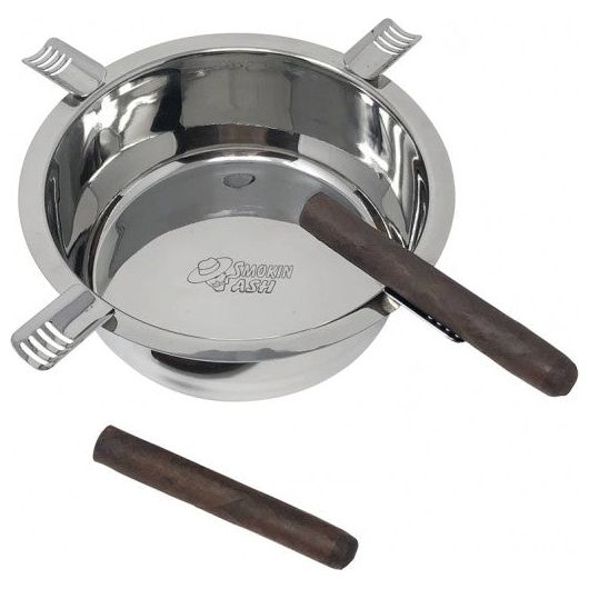 Smokin Ash Hartford Cigar Ashtray - Polished Stainless Steel