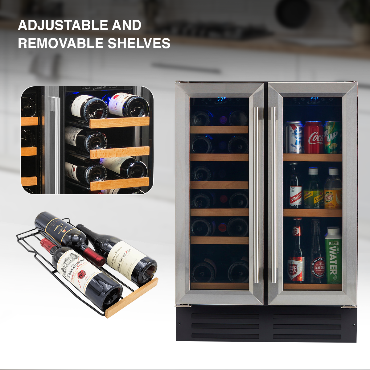 Smith & Hanks 24" Dual Zone Wine and Beverage Combo | Holds 19 Bottles and 58 Cans | BEV116D