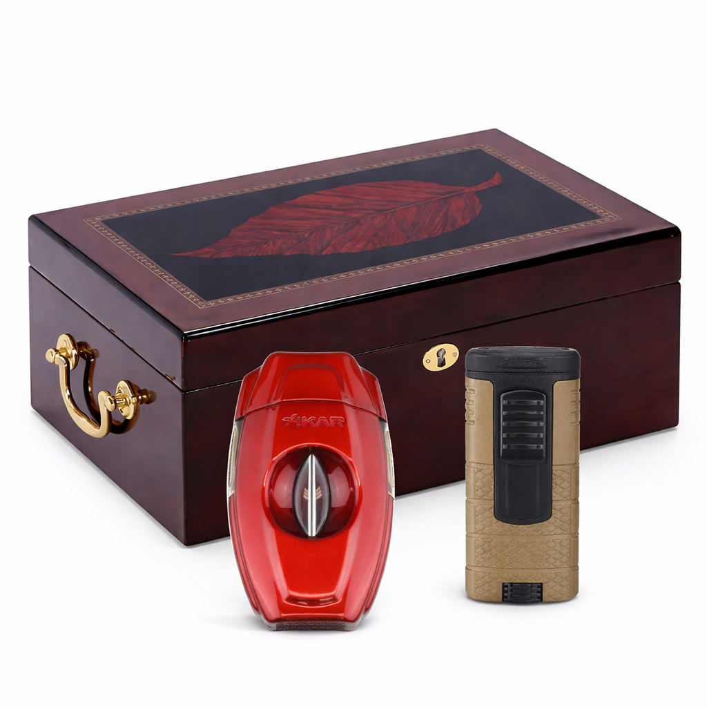 The Deauville Humidor Bundle #2 | Includes Xikar Tactical Lighter and Xikar VX2 Cutter
