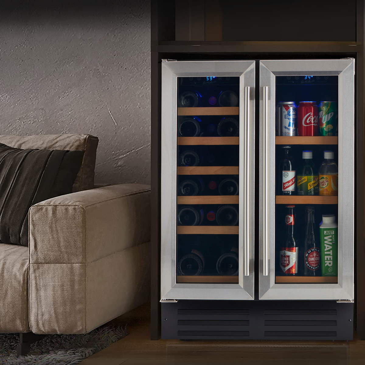 Smith & Hanks 24" Dual Zone Wine and Beverage Combo | Holds 19 Bottles and 58 Cans | BEV116D