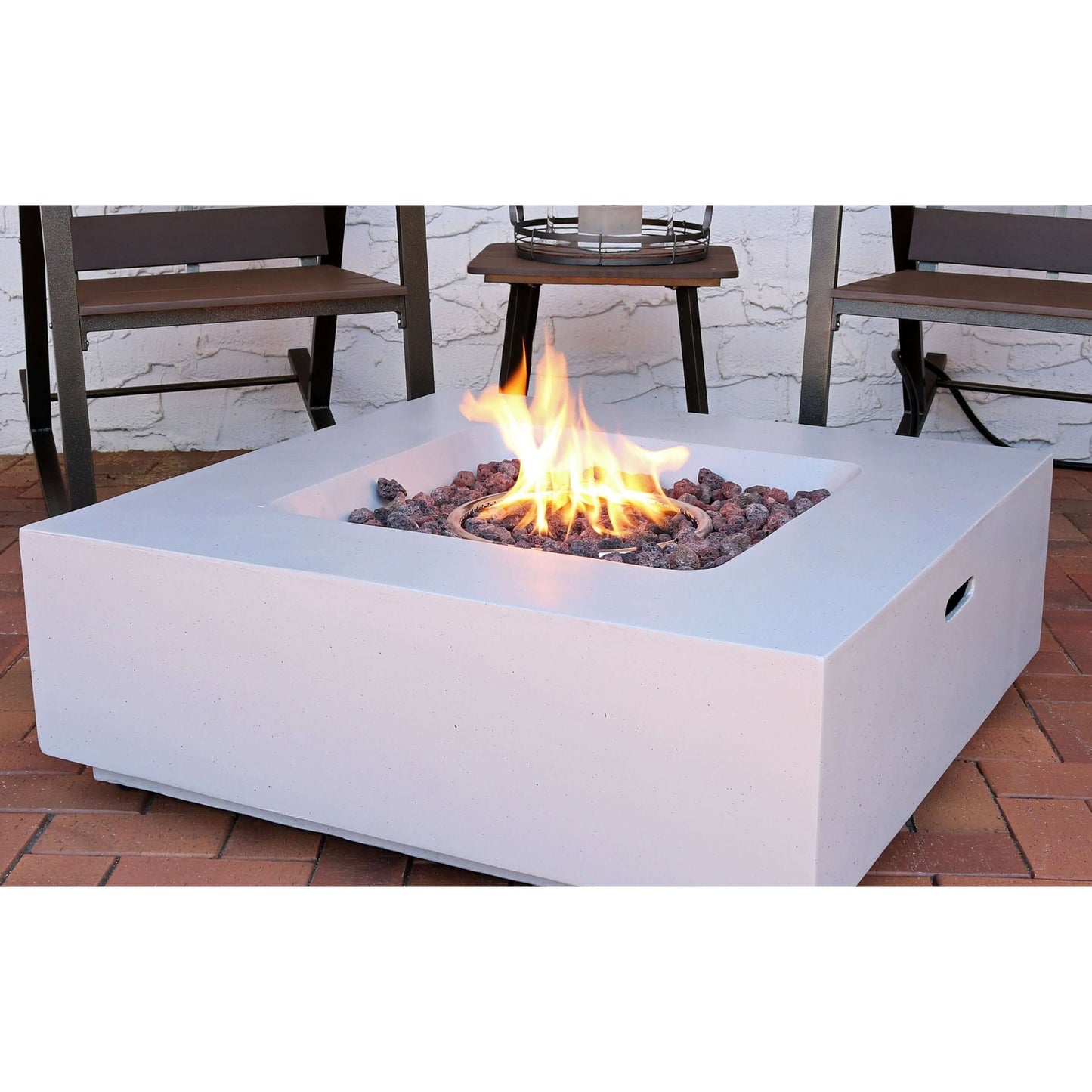 34" Contempo Square Fire Pit | Weather-Resistant Durable Cover and Lava Rocks | Smokeless