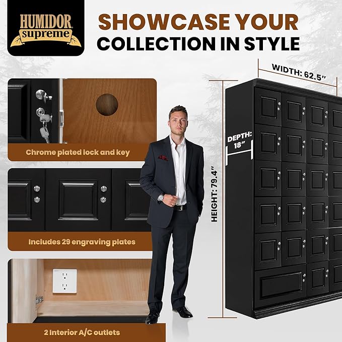 Humidor Supreme Large Humidor Cigar Locker with 28 lockers | Holds 8500 Cigars