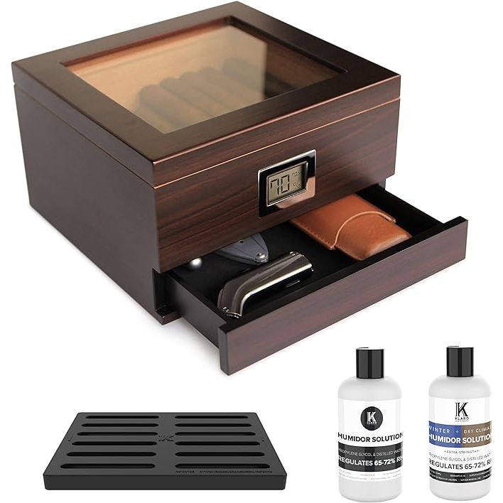 Renzo Glass Top Cigar Humidor | Holds 60 Cigars