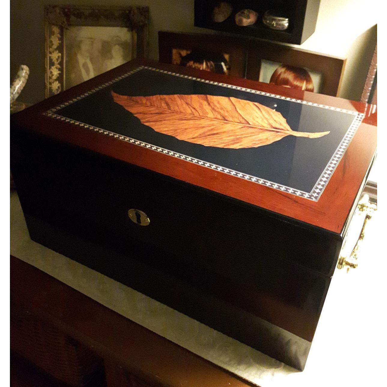 Deauville Cigar Humidor with High Gloss Maple Wood Finish | Holds 100 Cigars