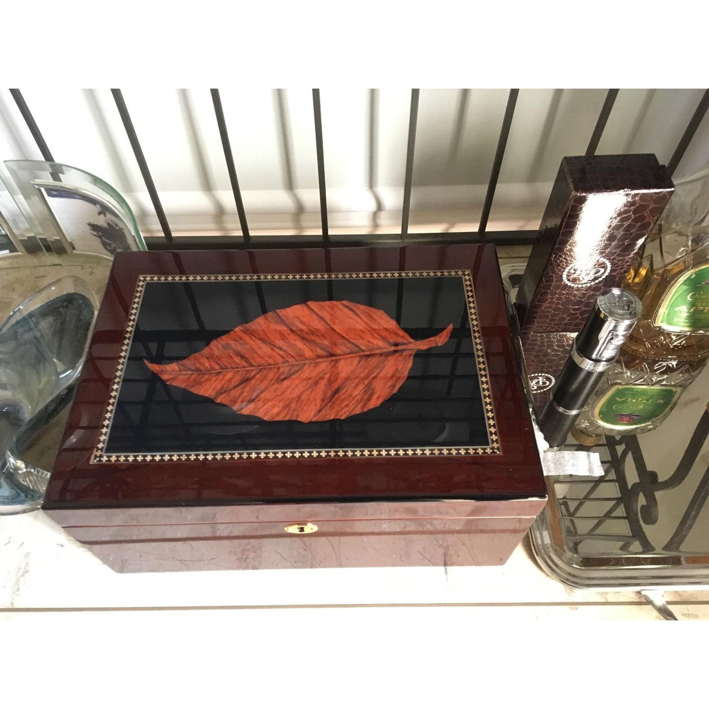 Deauville Cigar Humidor with High Gloss Maple Wood Finish | Holds 100 Cigars