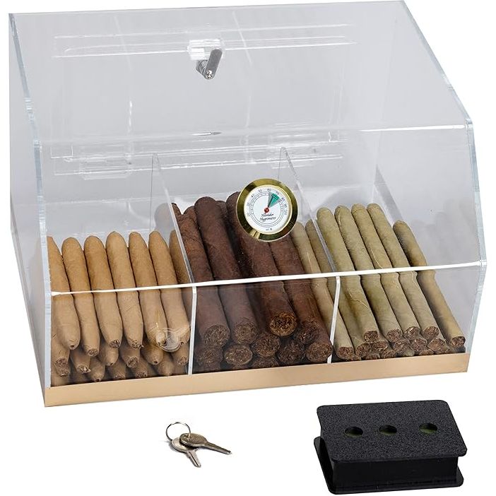 Laurence Acrylic Display Cigar Humidor | Holds 75 Cigars