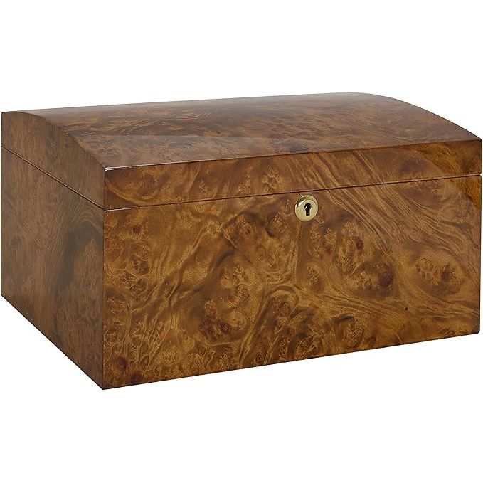 Arcos Desktop Humidor | Rustic Red Burl Veneer | Holds 70 Cigars