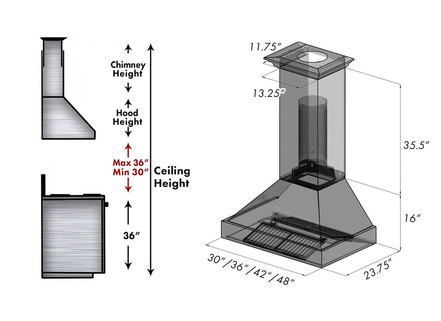 ZLINE DuraSnow® Stainless Steel Range Hood with DuraSnow® Shell (8654SN)