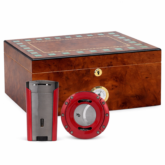 The Santorini Humidor Bundle #2 | Includes Xikar Astral and Xikar XO Cutter
