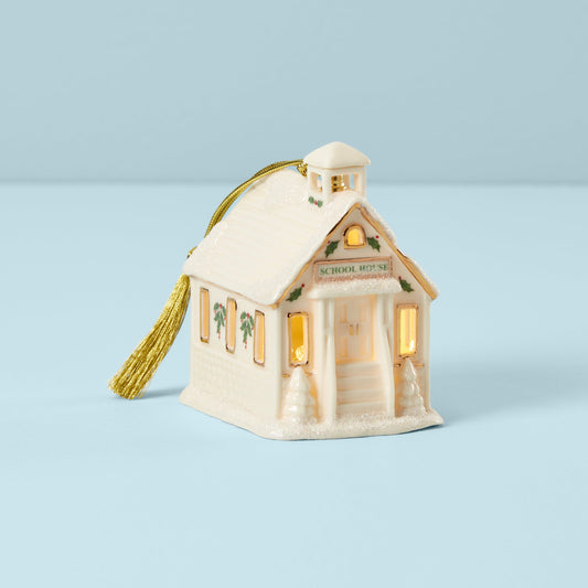 Christmas Village Schoolhouse Lighted Ornament