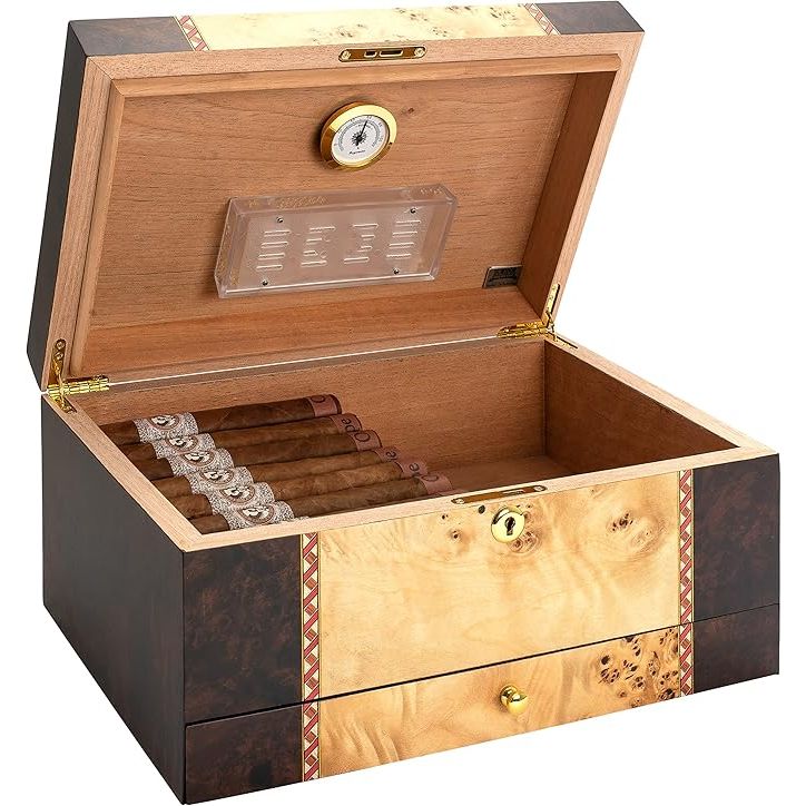 Florina Desktop Humidor w/accessory drawer | Holds 80 Cigars