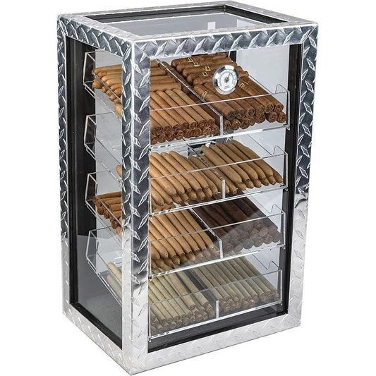 Diamond Plate Commercial Display Cigar Humidor | Holds 250 Cigars