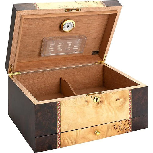 Florina Desktop Humidor w/accessory drawer | Holds 80 Cigars