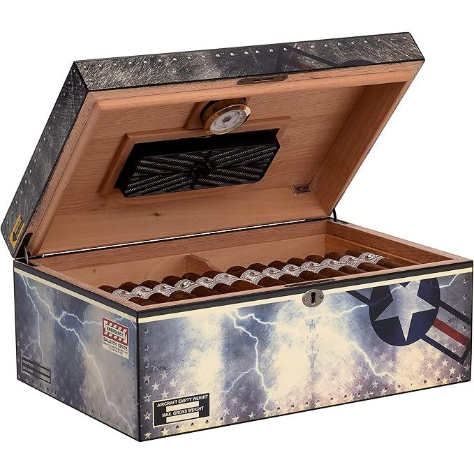 Fighter Jet Desktop Humidor | Holds 100 Cigars