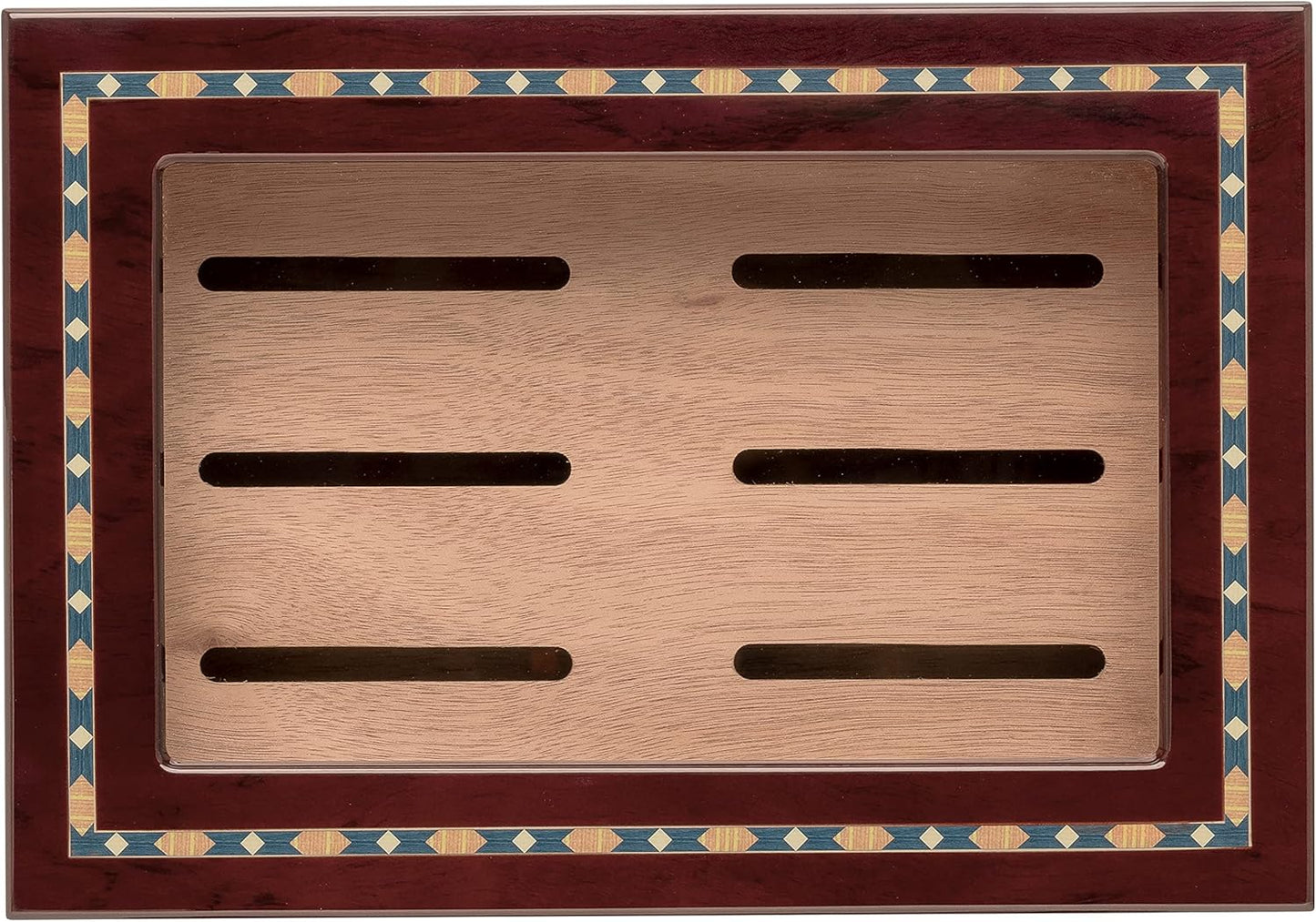 Pompeii Desktop Cigar Humidor with High Gloss Inlay | Holds 100 Cigars