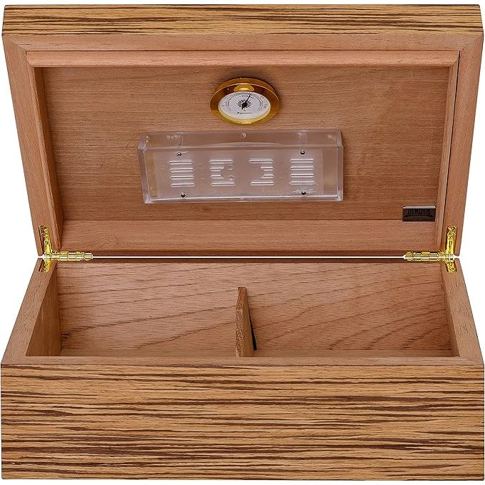 Altesse Desktop Humidor | Zebrawood Veneer | Holds 75 Cigars