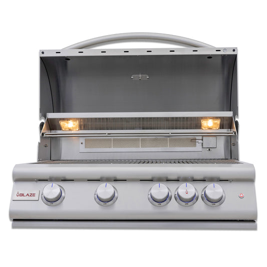 Blaze Premium LTE+ Marine Grade 32" 4-Burner Propane Gas Grill w/ Rear Infrared Burner & Lift-Assist Hood (BLZ-4LTE3MG)