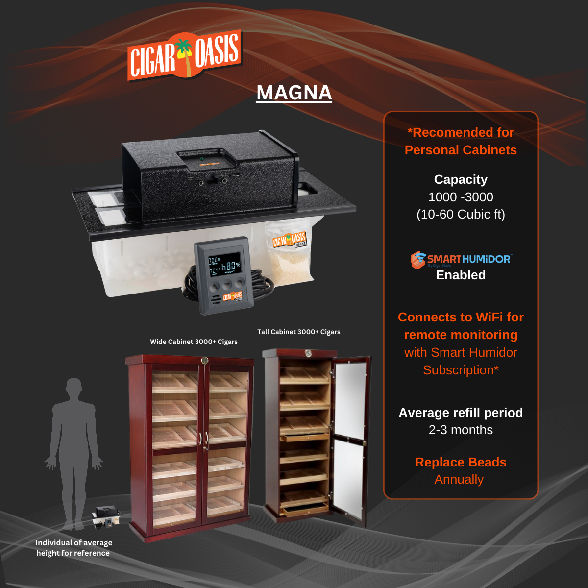 Cigar Oasis Magna 3.0 Electric Cigar Humidifier | 1000-3000 cigars