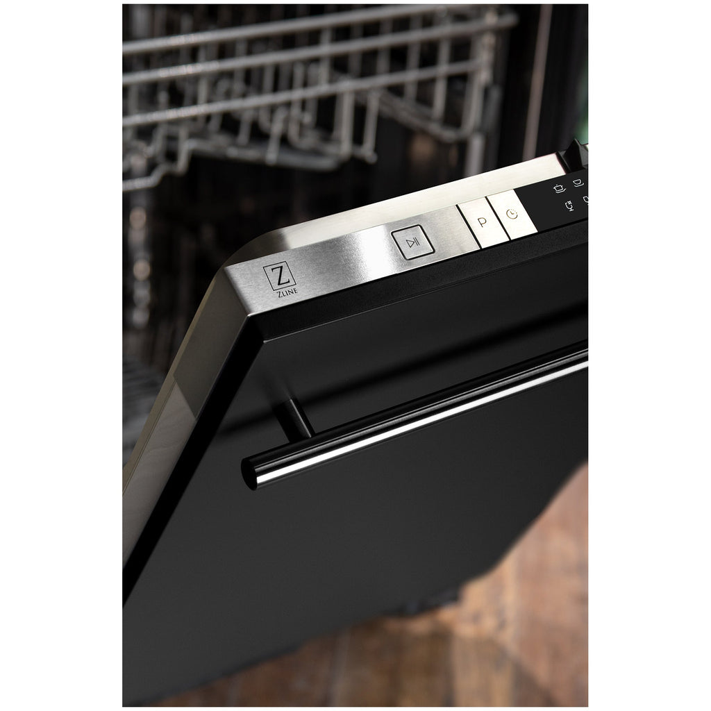ZLINE 24 in. Top Control Dishwasher with Black Matte Panel and Modern Style Handle, 52dBa (DW-BLM-H-24)