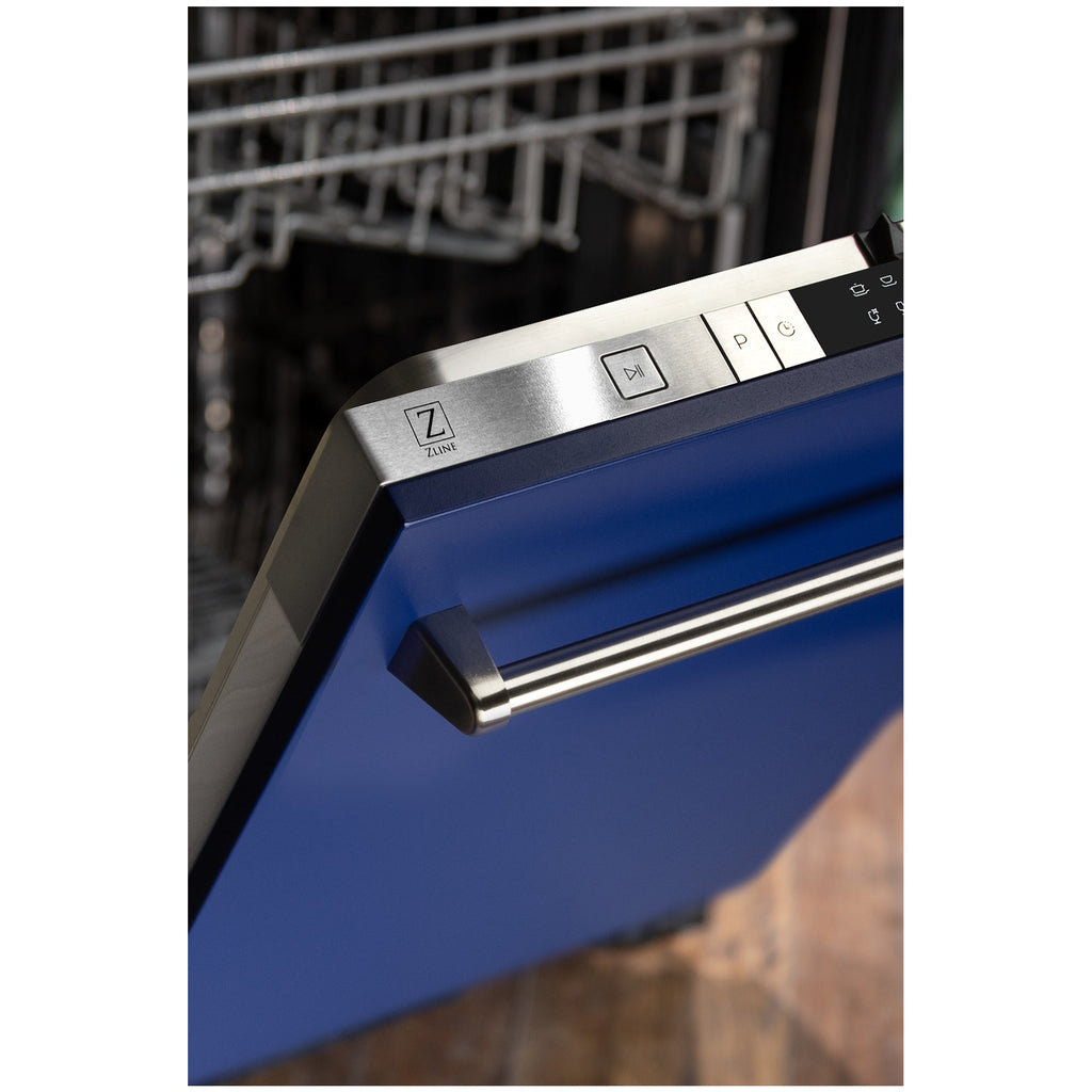 ZLINE 24 in. Top Control Dishwasher with Blue Matte Panel and Traditional Style Handle, 52dBa (DW-BM-24)