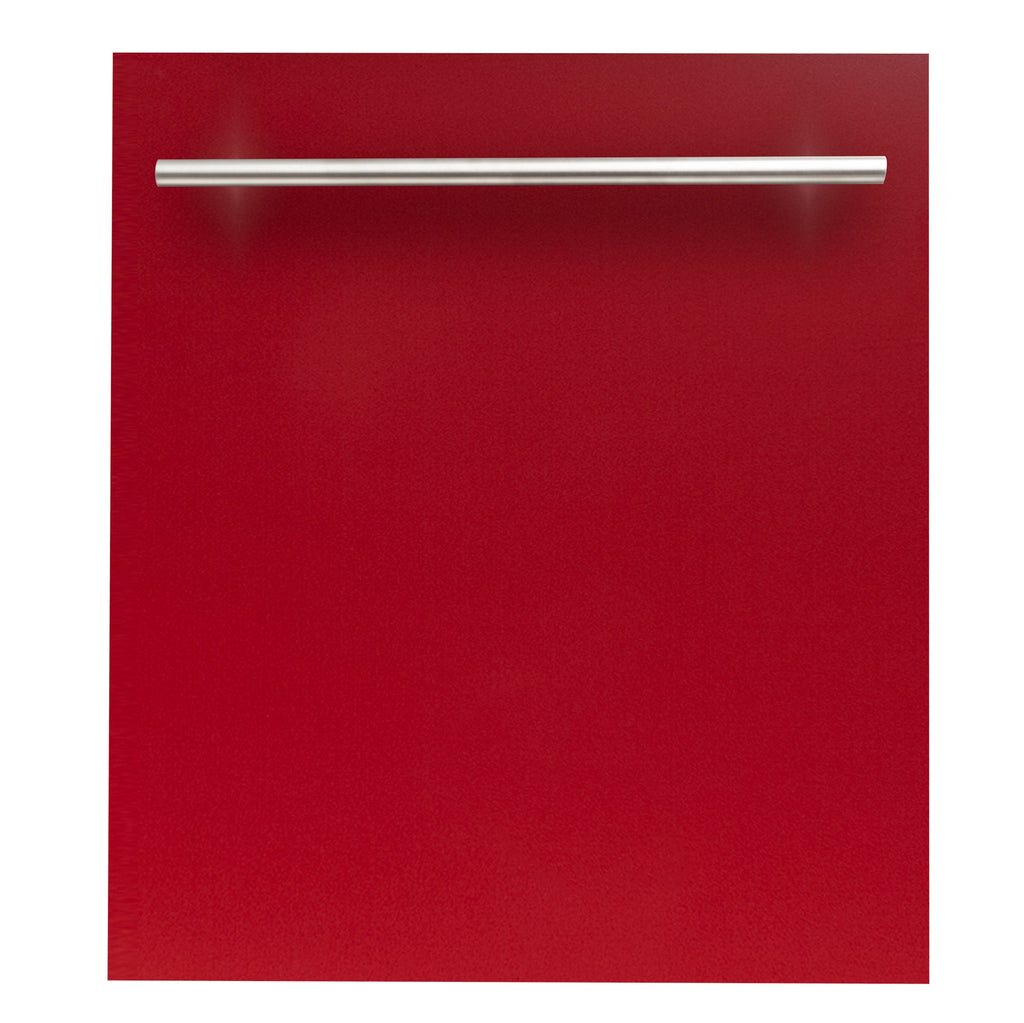 ZLINE 24 in. Top Control Dishwasher with Red Gloss Panel and Modern Style Handle, 52dBa (DW-RG-H-24)