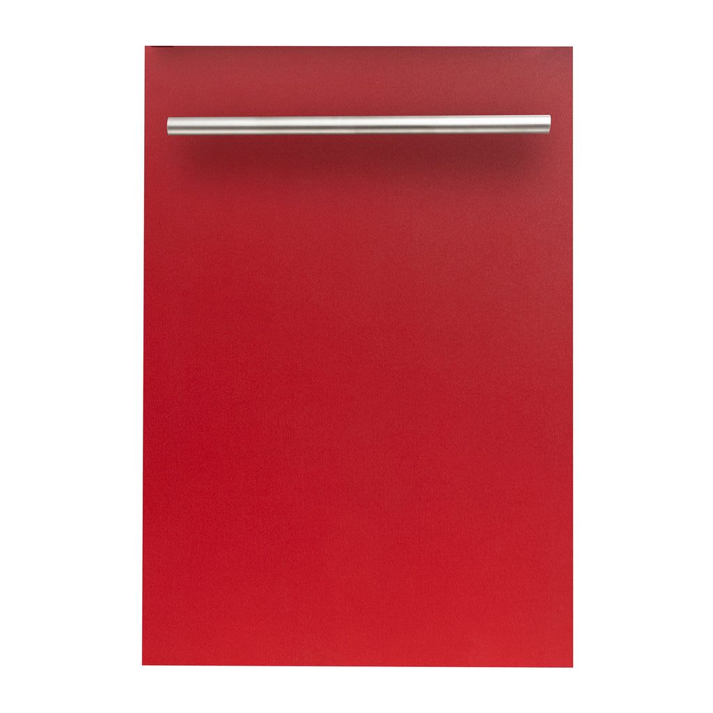 ZLINE 18 in. Compact Top Control Dishwasher with Red Matte Panel and Modern Style Handle, 52 dBa (DW-RM-H-18)