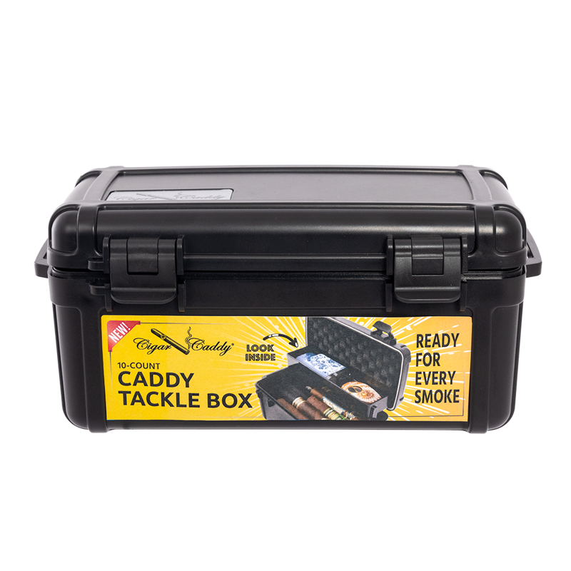 Cigar Caddy Tackle Box Black | 10 Count Travel Humidor For Cigars