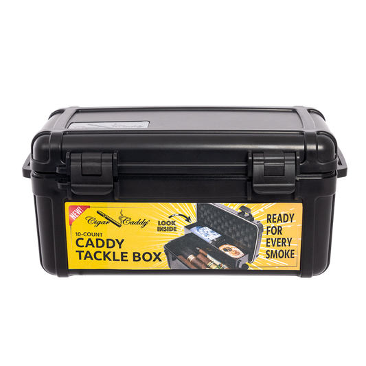 Cigar Caddy Tackle Box Black | 10 Count Travel Humidor For Cigars