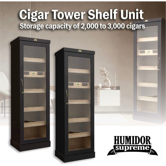 Humidor Supreme Cigar Tower Shelf Unit | Humidor Cabinets Holds up to 3000 Cigars