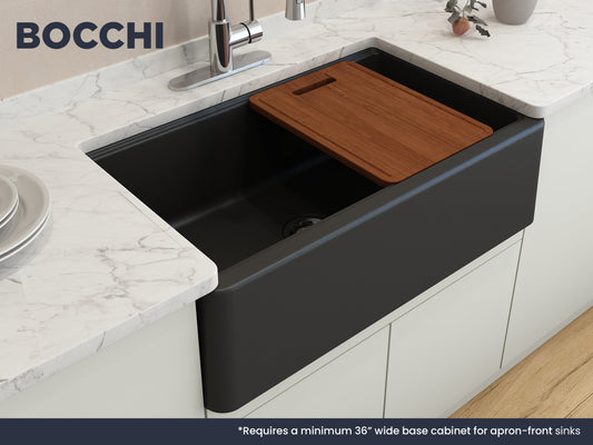 BOCCHI ARONA 33" Single Bowl Granite Kitchen Sink with Integrated Workstation and Accessories