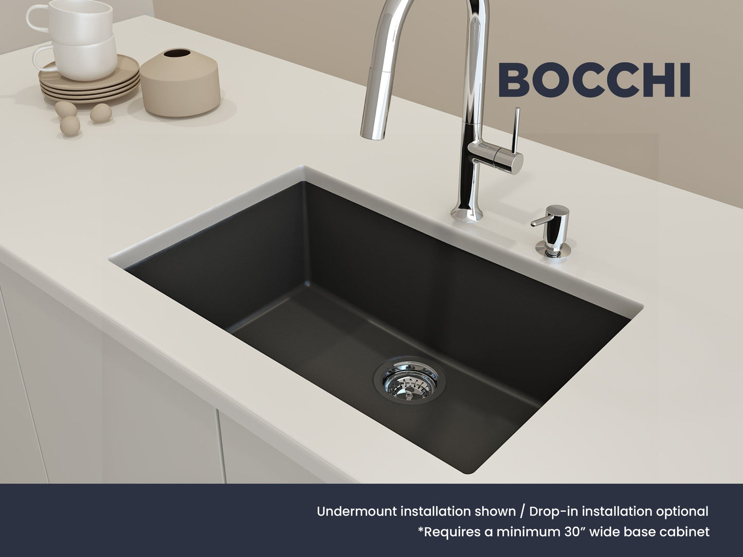 BOCCHI CAMPINO UNO 27" Dual-Mount Single Bowl Granite Composite Kitchen Sink